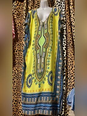 Wish Yellow & Blue Bohemian Maxi Dress